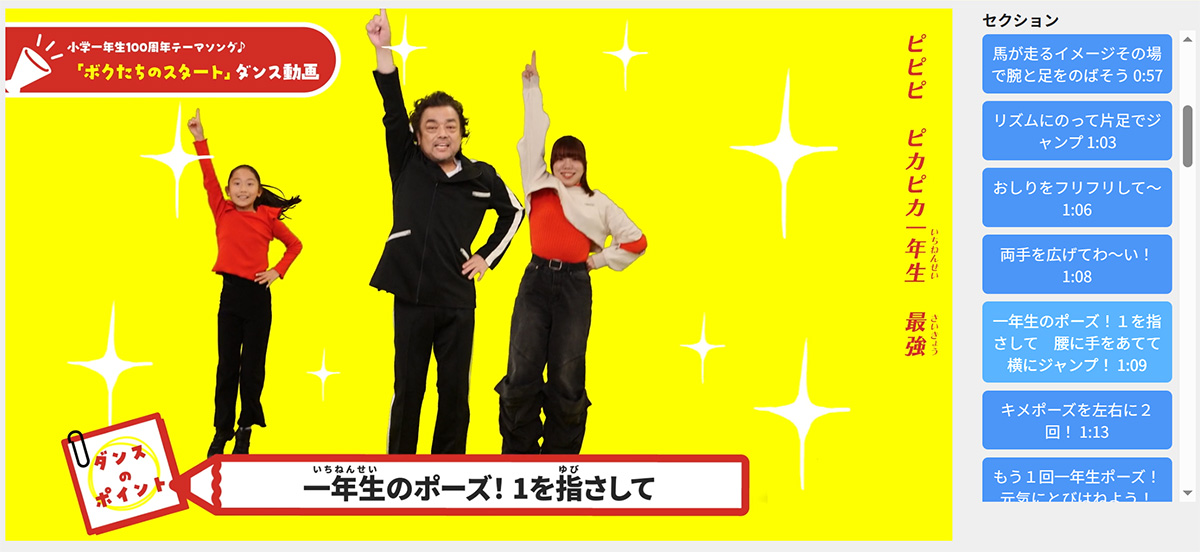 セクション頭出しつき動画の画像例