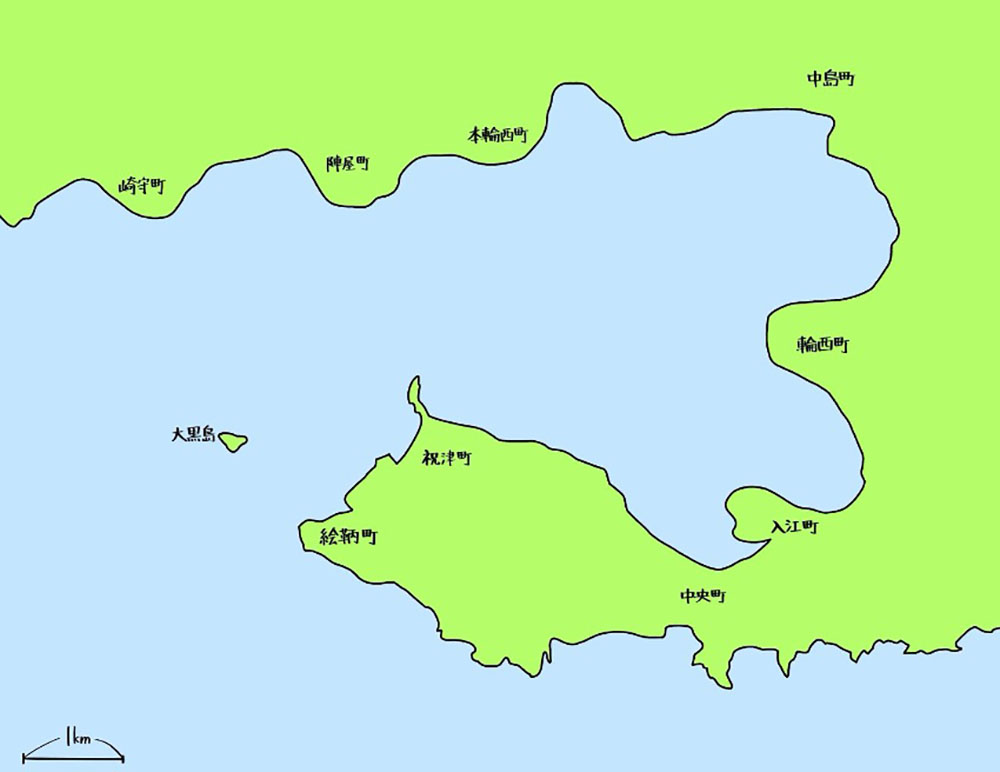 室蘭市沿岸部、埋め立て前の地図
