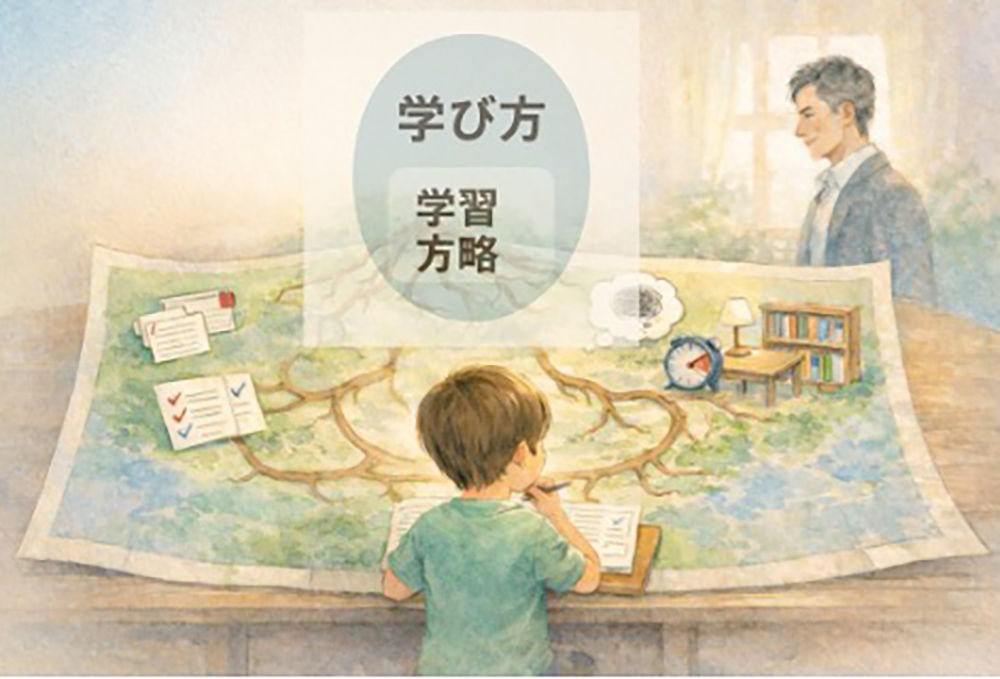 イラスト１　学び方と学習方略   by高田保則 (生成AIを使用して作成)