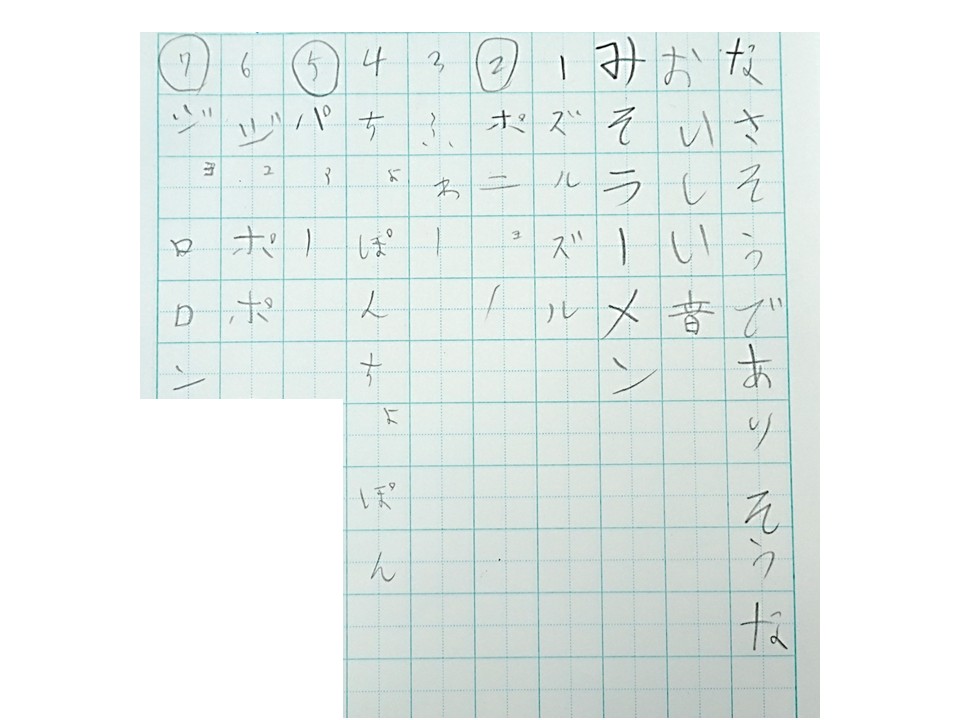 子供たちがノートに書き出した「おいしい音」