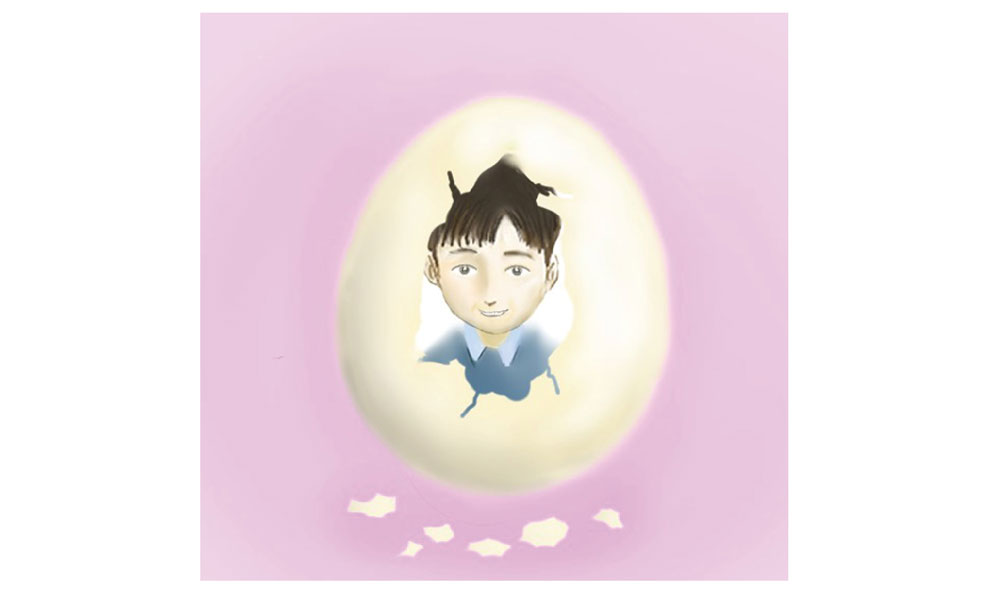 イラスト2・内側から殻を割る子どものイメージイラスト