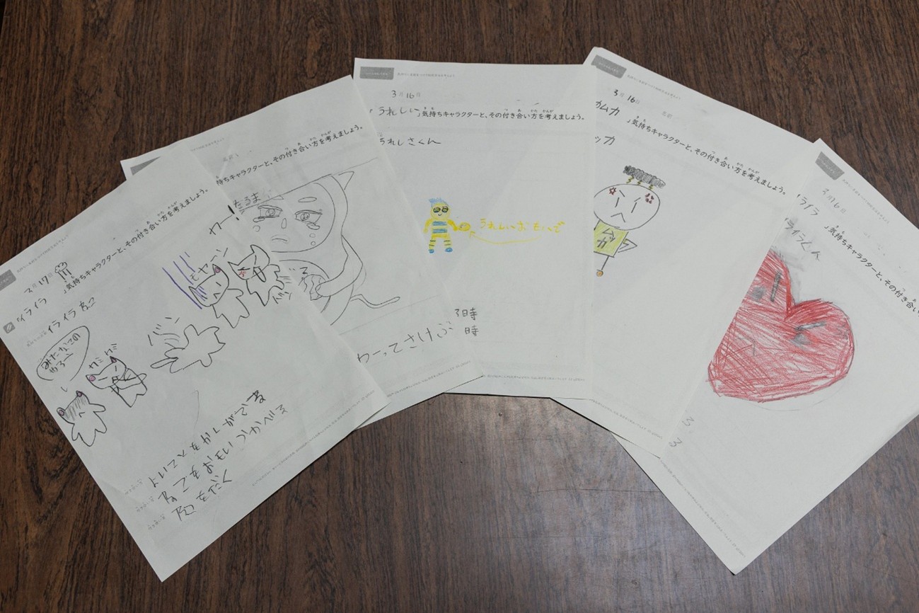 個性豊かなキャラクターが描かれたワークシート。