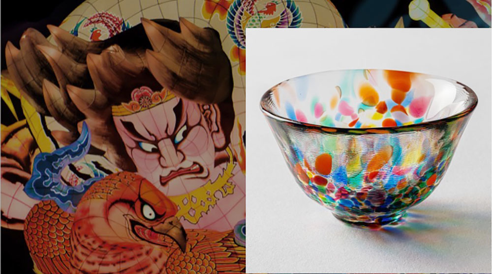 ねぷたをイメージした津軽びいどろの製品