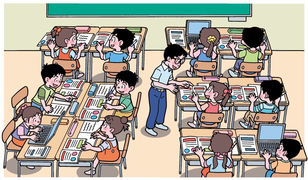 それぞれが自分の選んだ方法で学習する子供たち
