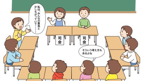 学級会で多様な意見について認める子供たち