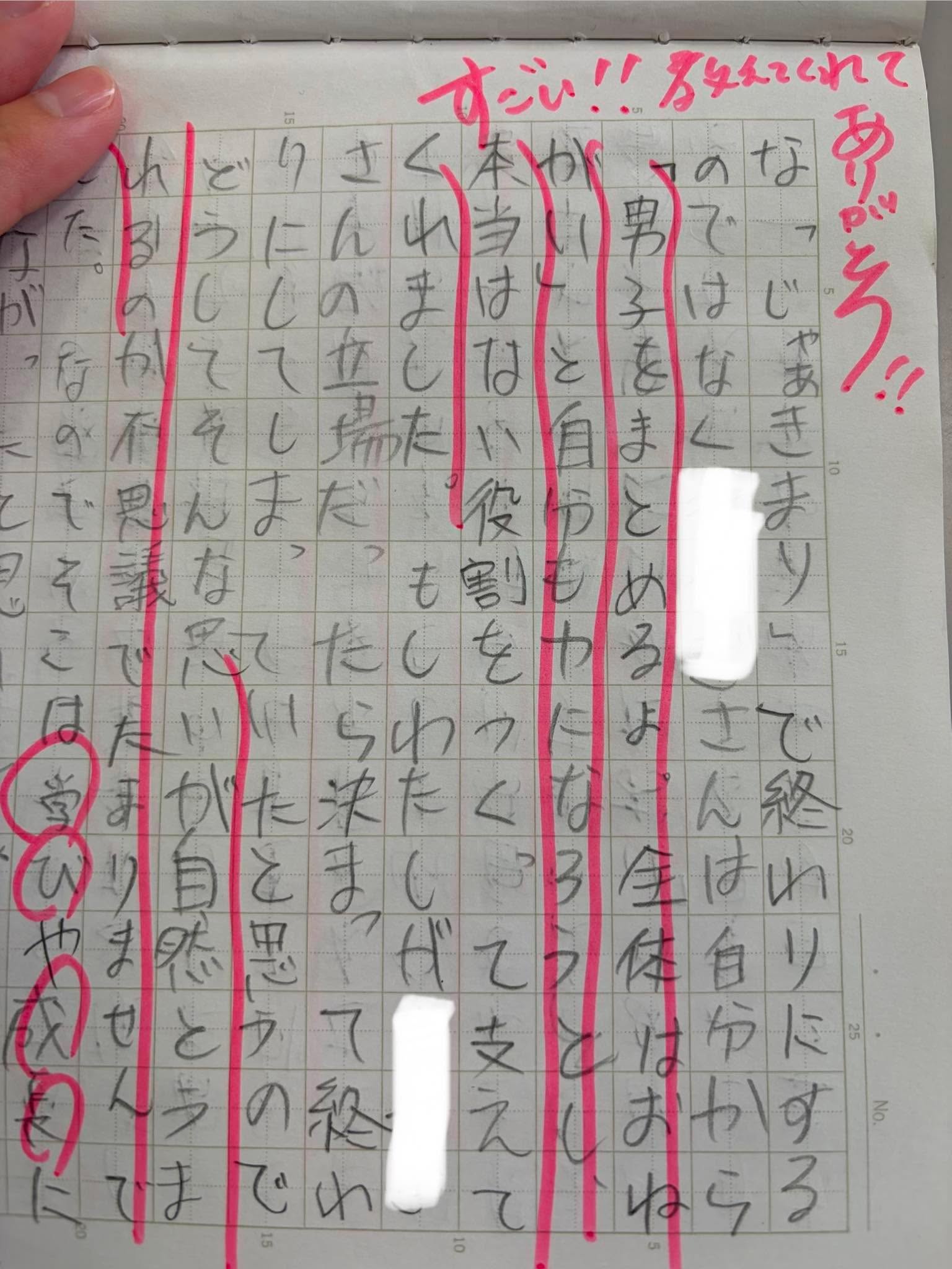 Bさんのグループのリーダーを務めた子の成長ノート