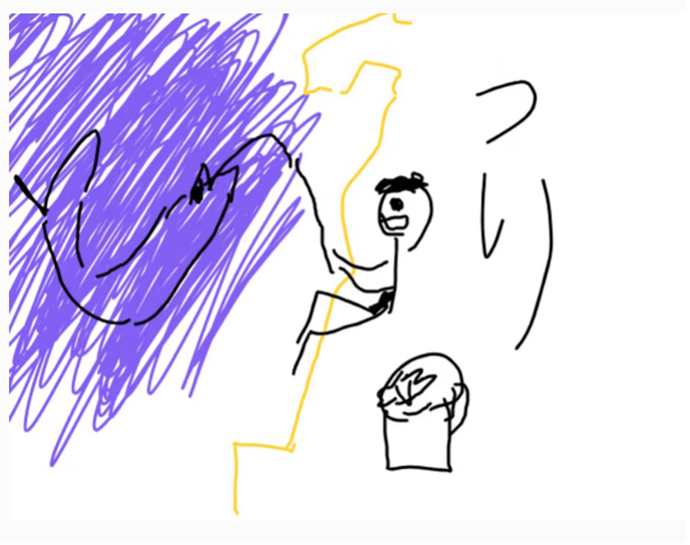 「つり」というアイデアを表現した子どもの絵