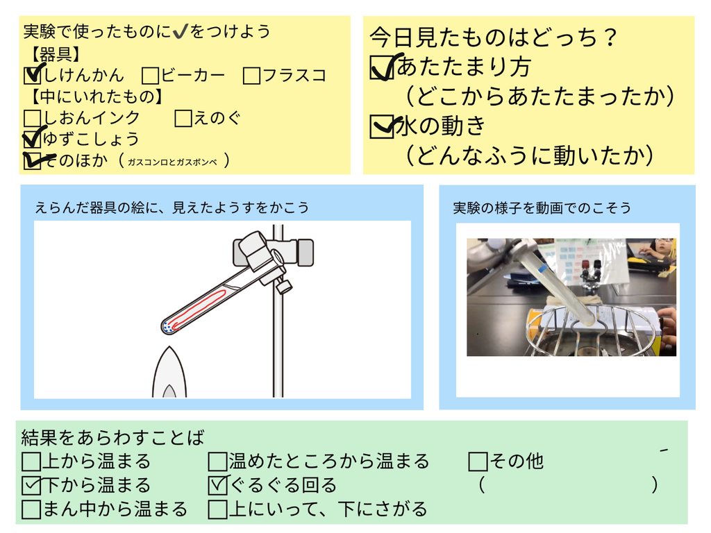 記録例１：試験管×ゆずこしょうを選んだ子の記録