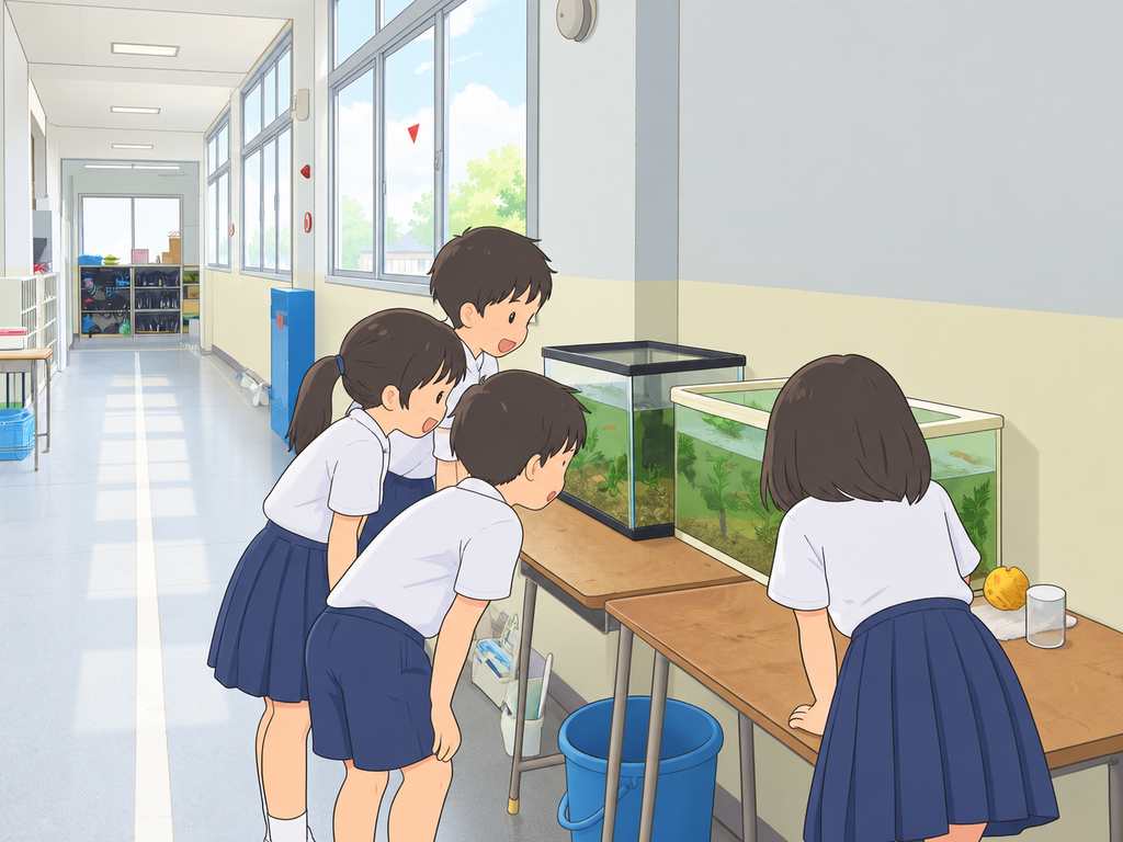廊下のメダカ