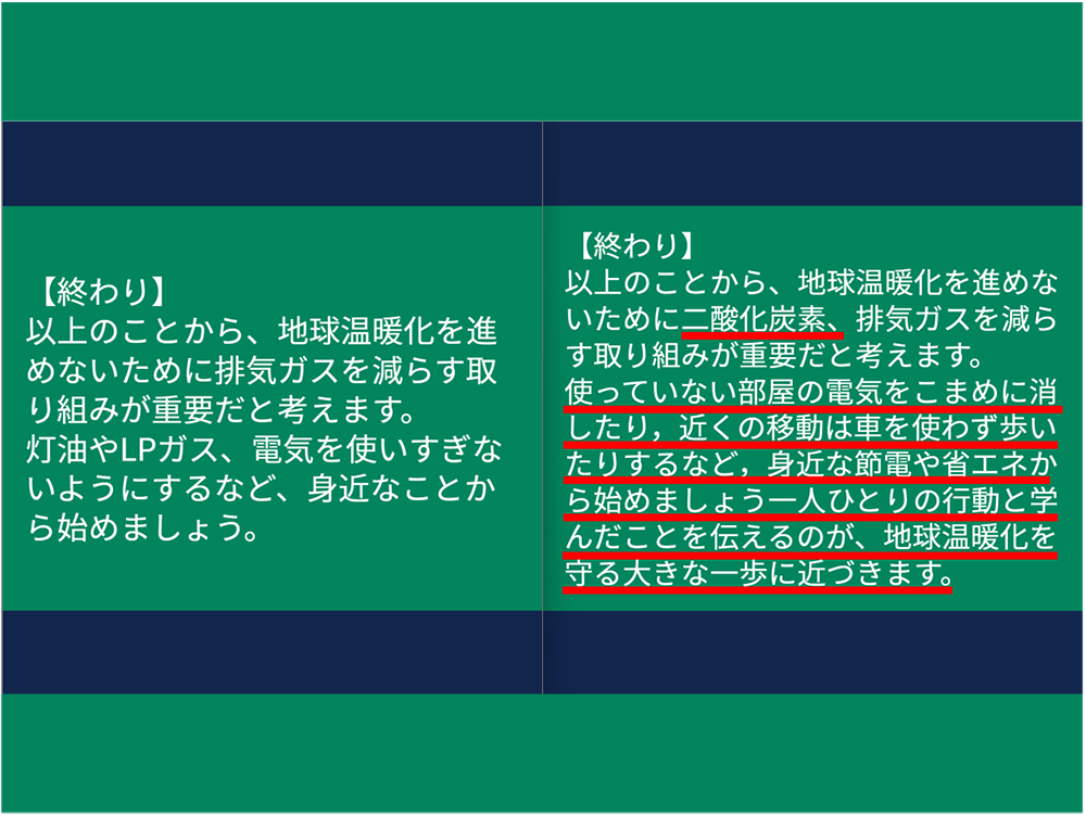「なんでやねん兄貴」と一緒に子どもがまとめた「終わり」の文章
